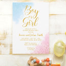Search for gold glitter invite gender reveal invitations Pink and blue