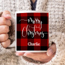 Search for red and black plaid mugs Merry christmas