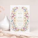 Search for stylish trendy romantic wedding invitations Watercolor wildflower meadow wreath