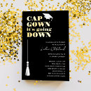 Search for black cap and gown graduation invitations Modern