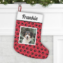 Search for red and black christmas stockings Dog
