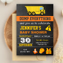 Search for dump truck baby shower invitations Modern