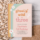 Search for girls 3rd birthday invitations Boho