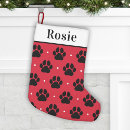 Search for paw print christmas stockings Red