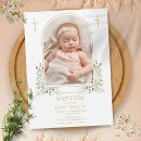 Search for greenery gold cross christening invitations Modern elegant