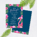 Search for watercolor flamingo birthday invitations Hawaiian