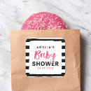 Search for pink and white stripe stickers Girl baby shower