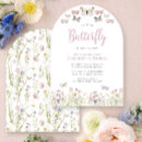 Search for pink butterfly 1st birthday invitations Modern