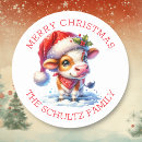 Search for cartoon cattle stickers Merry christmas