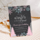 Search for winter onederland birthday invitations Blue
