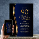 Search for blue 90th birthday invitations Blue and gold