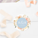 Search for peach and blue wedding stickers Watercolor floral
