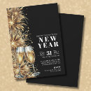 Search for ring in the new year invitations Champagne and fireworks