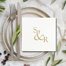 Search for gold and white wedding napkins Initials