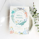 Search for under the sea 2nd birthday invitations Whale