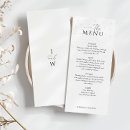 Search for monogram wedding menus Black and white