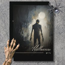 Search for moon halloween invitations Black and white