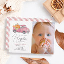 Search for pumpkin girl 1st birthday invitations Pink