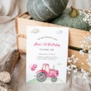 Search for pink tractor birthday invitations For kids