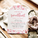 Search for a little sweetheart is on the way baby girl shower invitations Pink and red