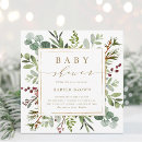 Search for elegant red gold christmas invitations Watercolor red berries
