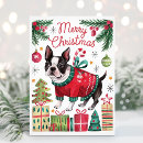 Search for boston terrier christmas cards Watercolor