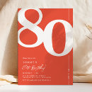 Search for red 80th birthday invitations Modern