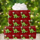 Search for dino christmas wrapping paper Red green