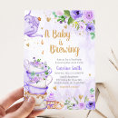 Search for purple floral baby shower invitations Gold