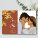 Search for fall leaves save the dates Terracotta