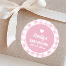 Search for pink gingham baby shower stickers Simple