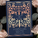 Search for royal blue and rose gold wedding invitations Elegant