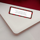 Search for red white check return address labels Rustic