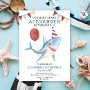 Search for shark 1st birthday invitations Watercolor