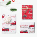 Search for christmas tree on truck wrapping paper Red and white