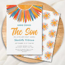 Search for here comes the son baby boy shower invitations Watercolor