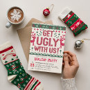Search for ugly sweater office party invitations Red and green