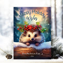 Search for forest animals christmas cards Hedgehog