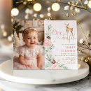 Search for deer 1st birthday invitations Blush pink