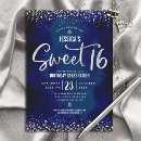 Search for royal blue silver sweet 16 invitations For her