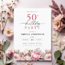 Search for floral 50th birthday invitations Pink