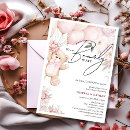 Search for pink floral baby girl shower invitations Teddy bear