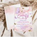 Search for pink and purple butterfly invitations Gold glitter