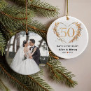 Search for gold heart christmas tree decorations Bride and groom