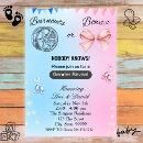Search for burnouts or bows gender reveal invitations Baby shower