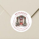 Search for red door return address labels Watercolor