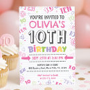 Search for 10 year old girl invitations Double digits