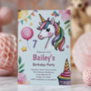 Search for unicorn 7th birthday invitations Rainbow