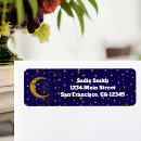 Search for star design return address labels Moon and stars