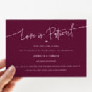 Search for love is patient wedding invitations Change of plans